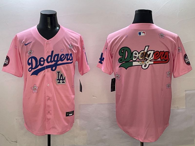 Men Los Angeles Dodgers Blank Pink Sakura Edition 2025 Nike MLB Jersey style 12->los angeles dodgers->MLB Jersey